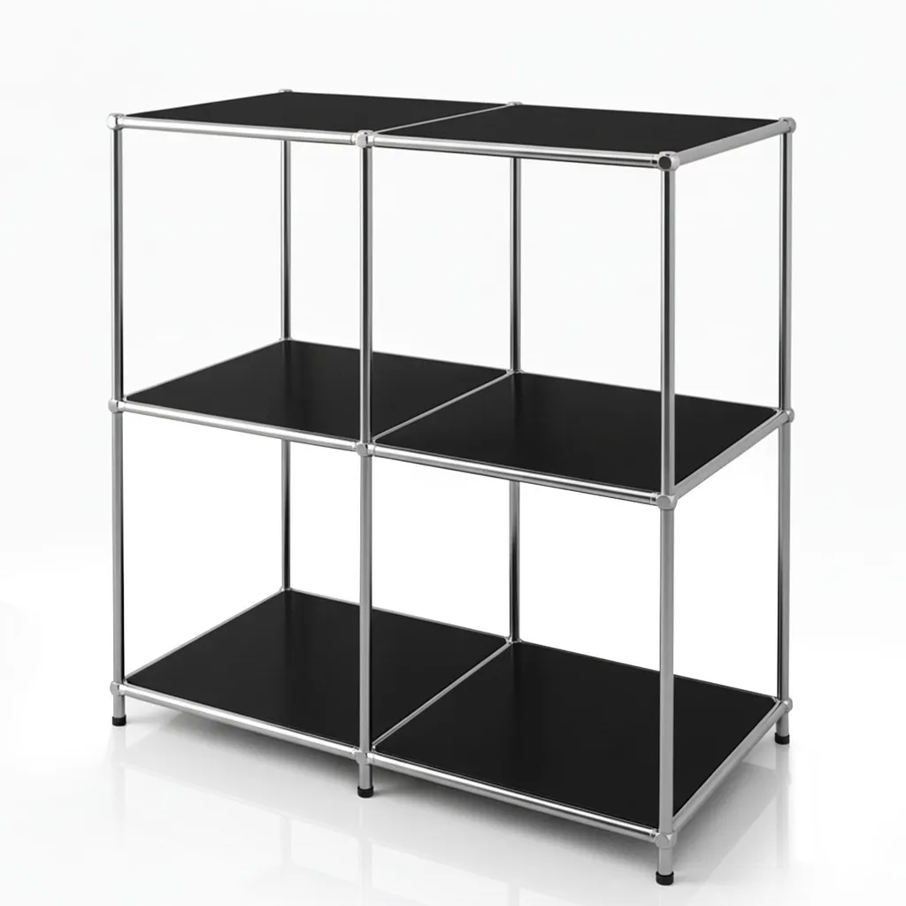 Meuble de Rangement Modulaire Anti-rayures Noir et Chrome Concept Epure