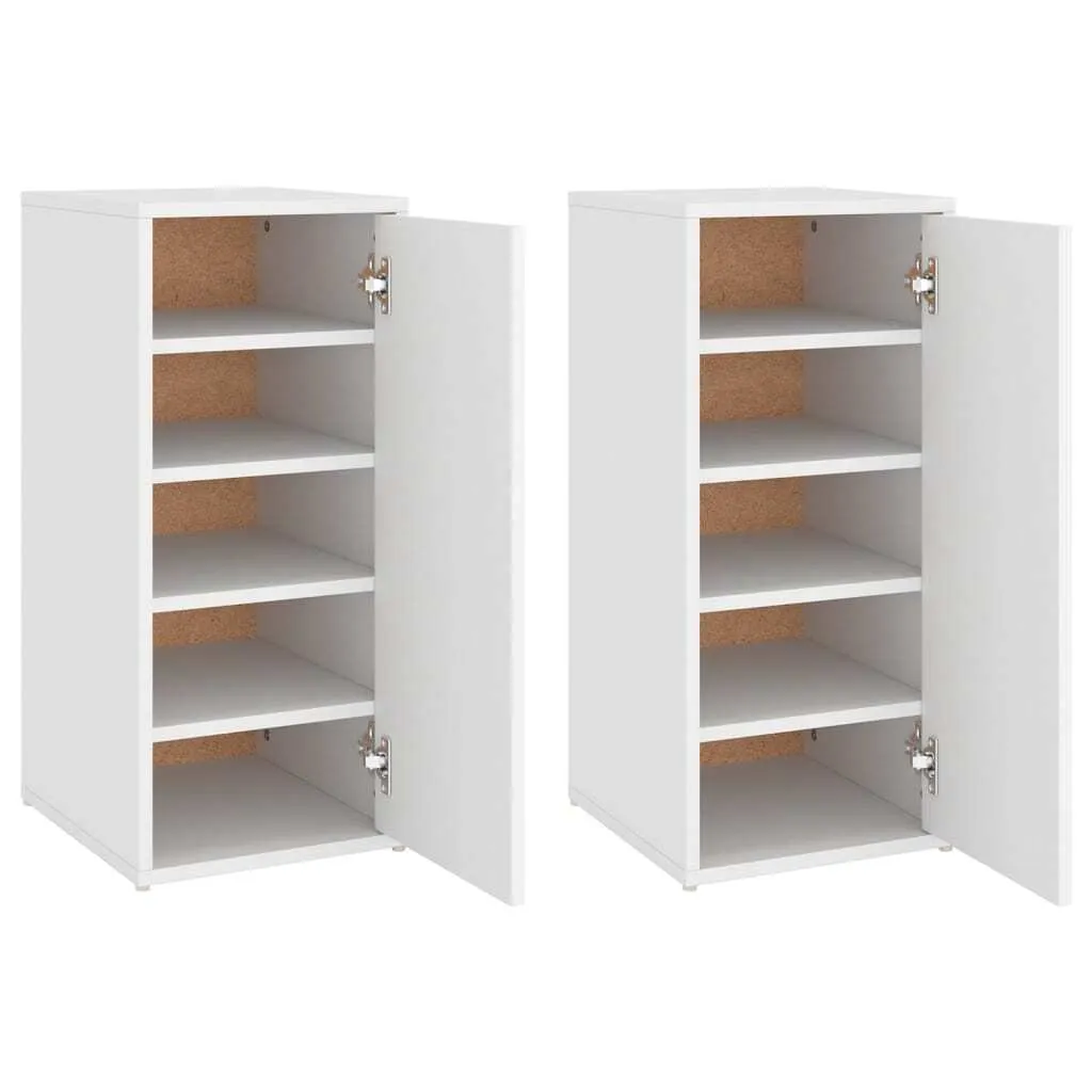 Scarpiere Bianco Legno 32x35x70 cm | Set 2 Unità Multistrato
