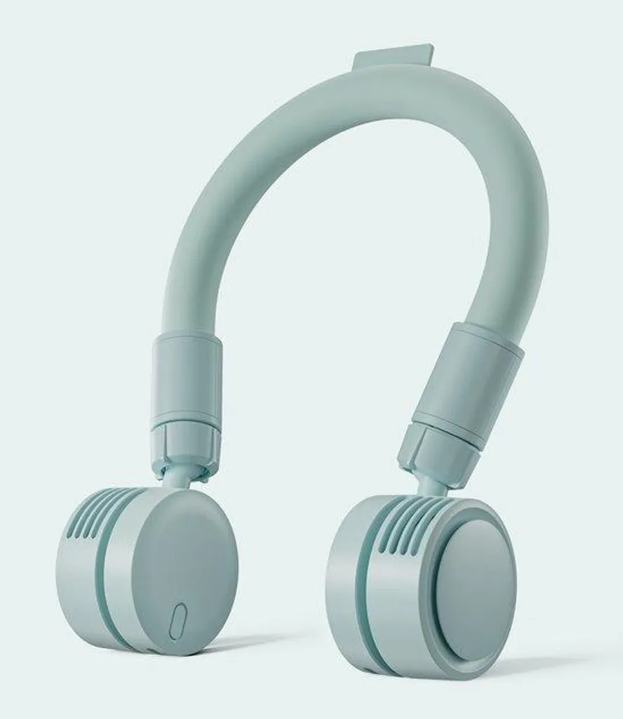 Ventilateur de cou portable vert rechargeable 360° USB à 3 vitesses