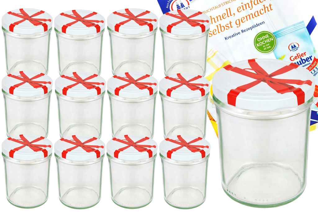 12er Set Sturzglas 435 ml To 82 Schleifendekor Deckel incl. Produktbild 