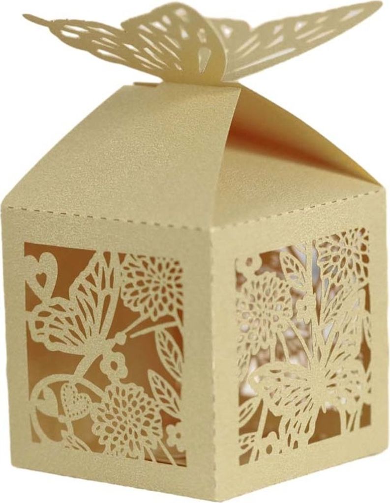 50pcs Hochzeit Süßigkeiten Boxen, 3D Schmetterling Design Luxus Lase Cut Party Hochzeit Gunst Süßigkeiten Schokolade Geschenk Box Tischdekorati...