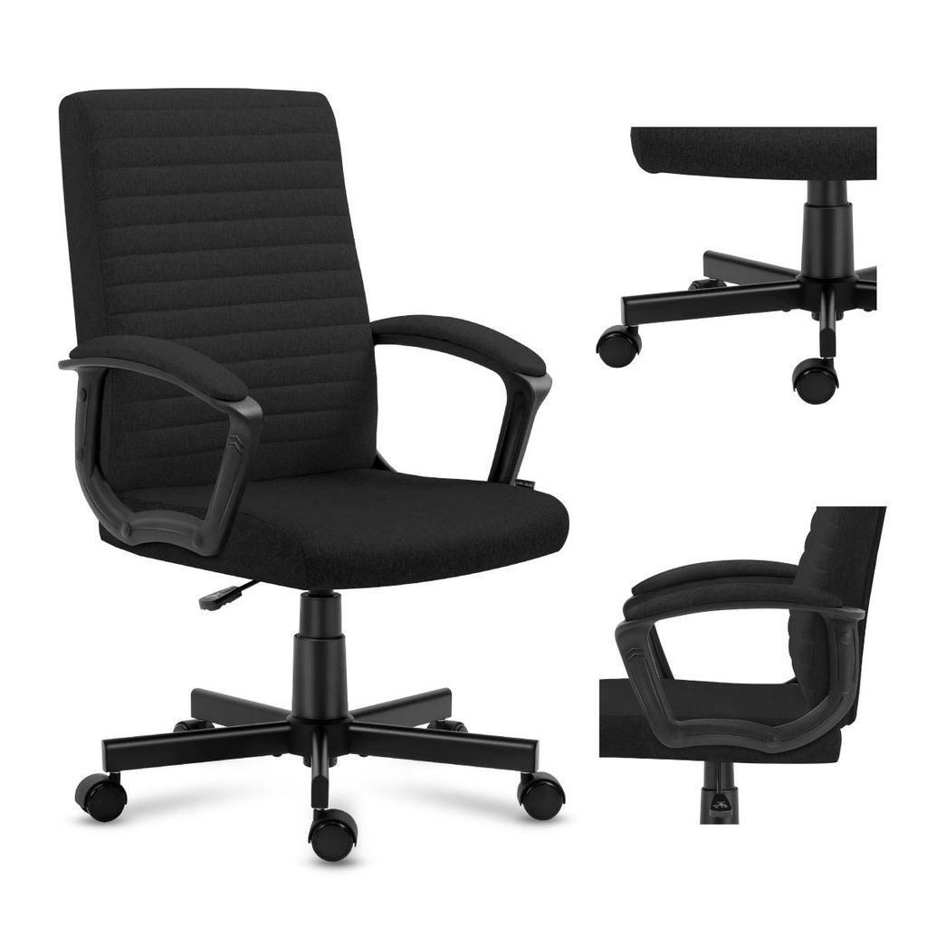 Mark Adler Boss 2.5 | Ergonomischer Bürostuhl Chefsessel Drehsessel Computerstuhl Homeoffice | Höhenverstellbar | 130 kg belastbar | Stoff | Schwarz