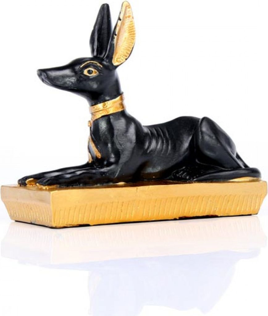 Ägypten Figur Schwarz und Gold Ägyptischer Anubis liegend
