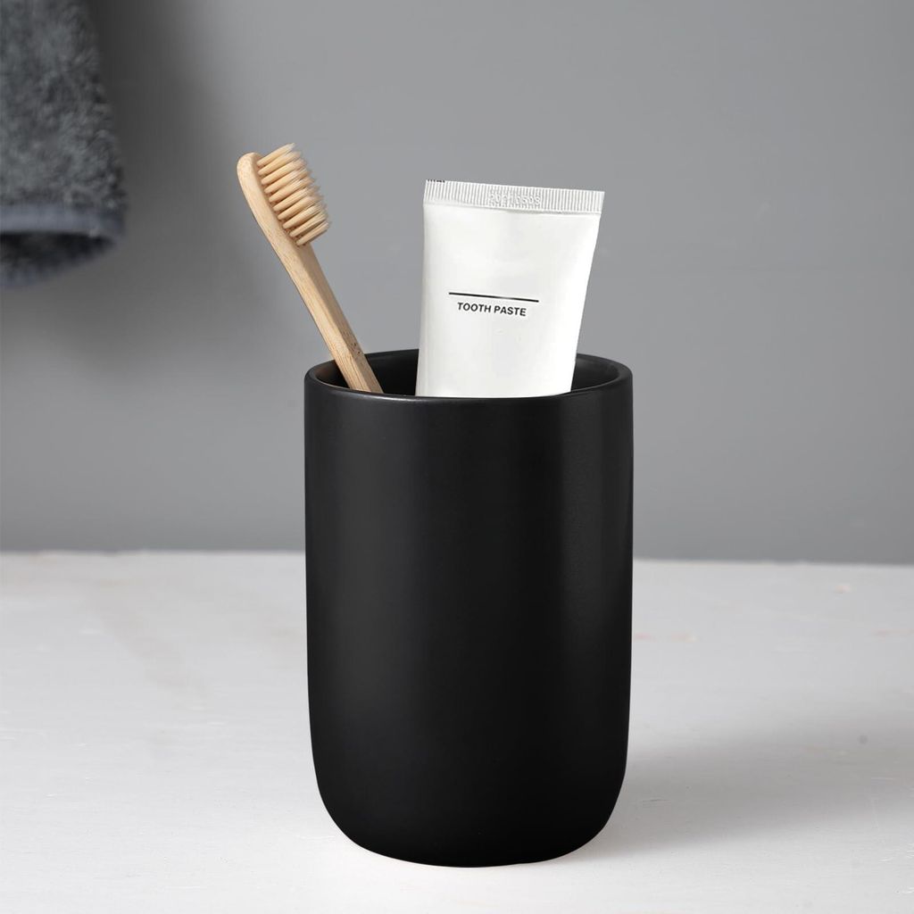Schwarz Zahnputzbecher Keramik, Zahnbürstenhalter für Elektrische Zahnbürste Zahnbürste und Zahnpasta, Kinder Toothbrush Holder, Zahnbürsten B...