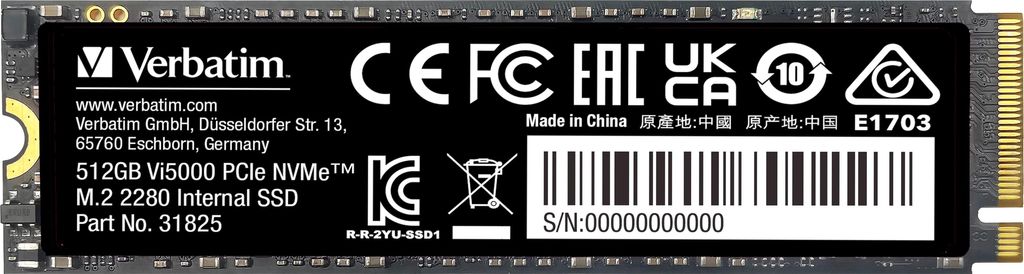 Vi5000 PCIe NVMe M.2 SSD 512GB, Couleur:Noir Image du produit 