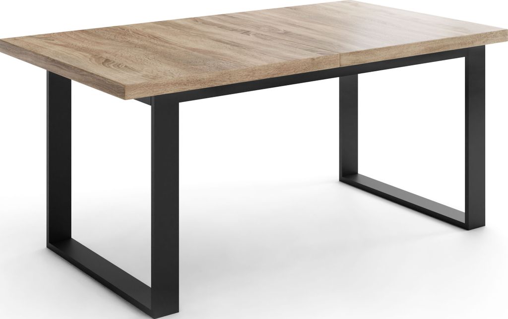Ausziehbarer Rechteckiger Esstisch im Loft-Stil mit Schwarzen Metallbeinen – Industrieller Tisch für Wohnzimmer – Ausziehbar von 140 cm auf 18...