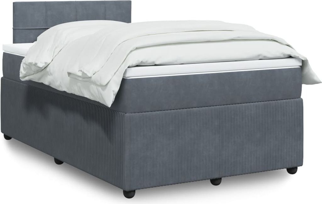 Boxspringbett mit Matratze Dunkelgrau 120x200 cm Samt, Klassische Betten 2024 Neu DesignMöbel