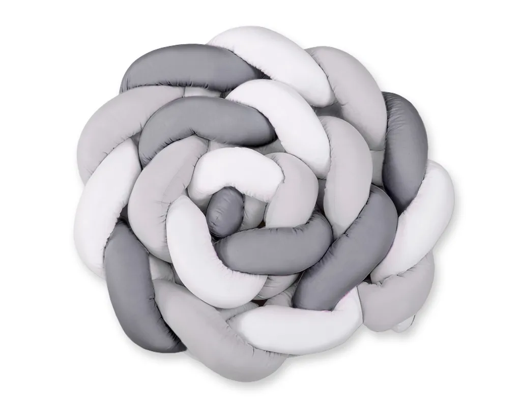 Tour de lit tressé 360cm en coton blanc gris anthracite haute qualité