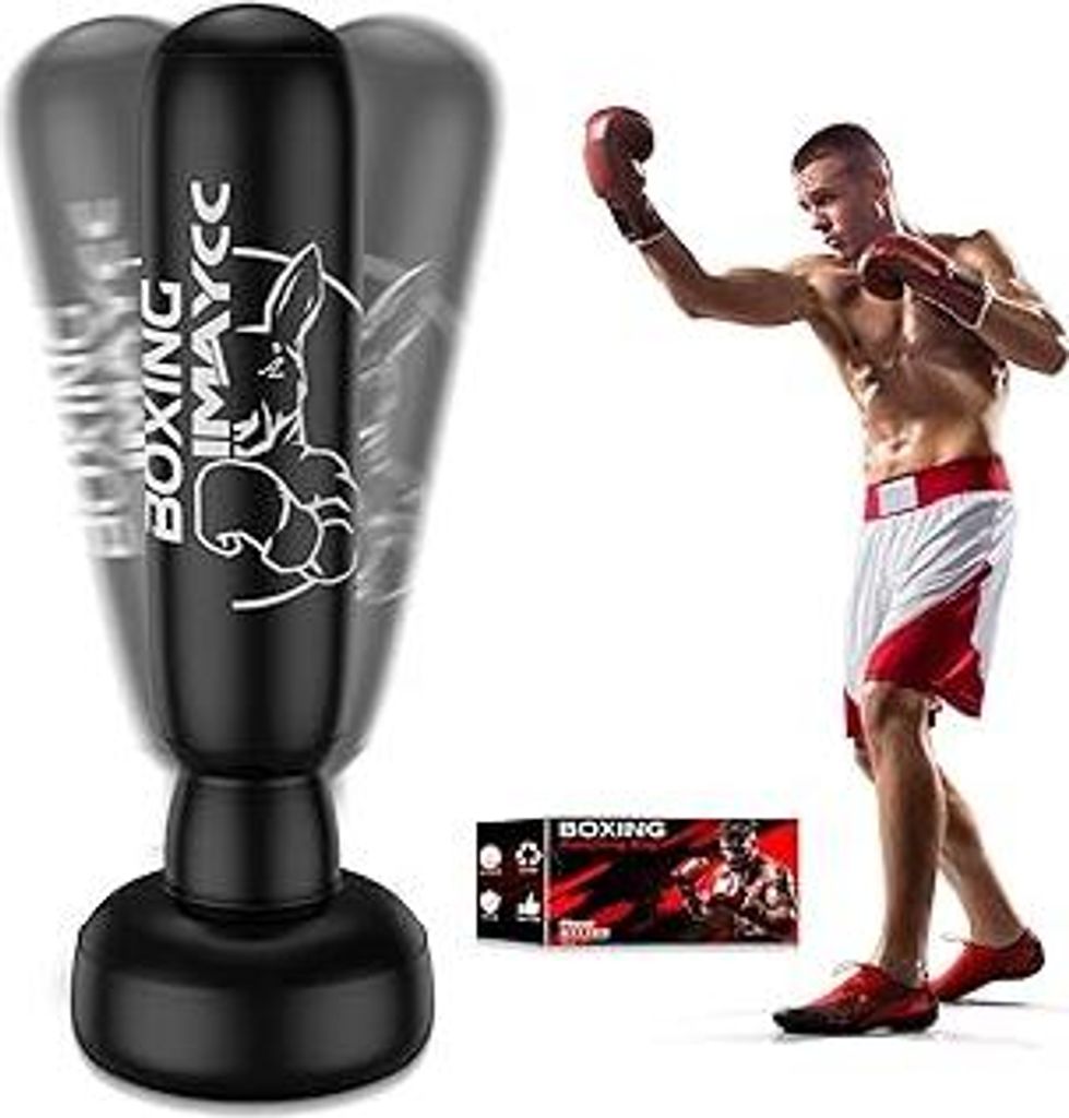 Boxsack Stehend Erwachsene Jugendliche, 2025 Upgrade verdickter 180cm PVC Boxsack für Anfänger (Männer & Frauen), Punching Bag für Kickboxsäck...