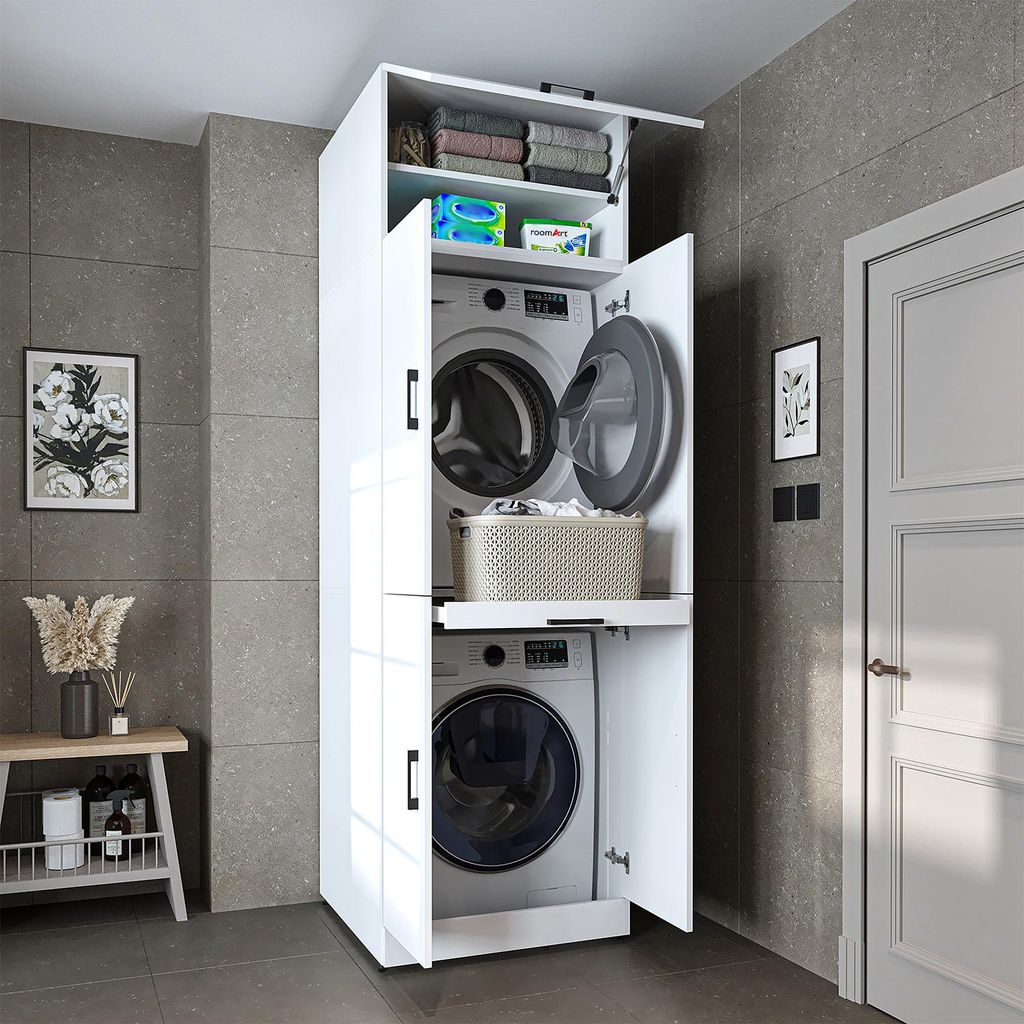 Roomart DORA-I Waschmaschinenschrank 70 cm breit, Weiß Produktbild 