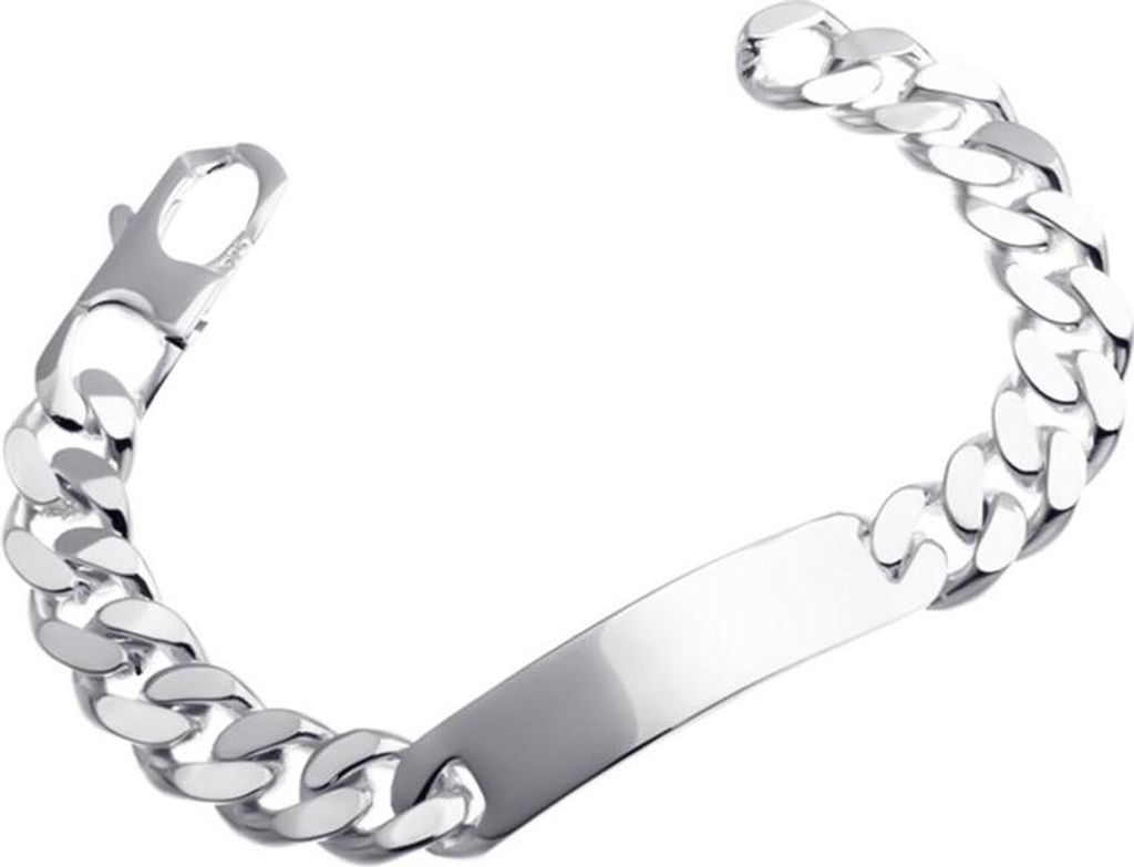 SILBERKETTEN STORE Gravurarmband 12,5mm - 925 Silber, Länge wählbar von 18-25cm - 21cm