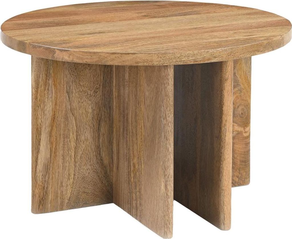 Couchtisch Jade Mangoholz Weiß Natur 60 x 60 cm, Farbe:Natur