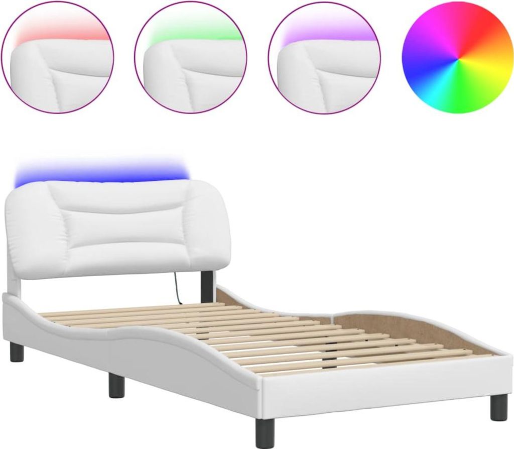 Bettgestell mit LED ohne Matratze "Hvar" Weiß 100x203 cm