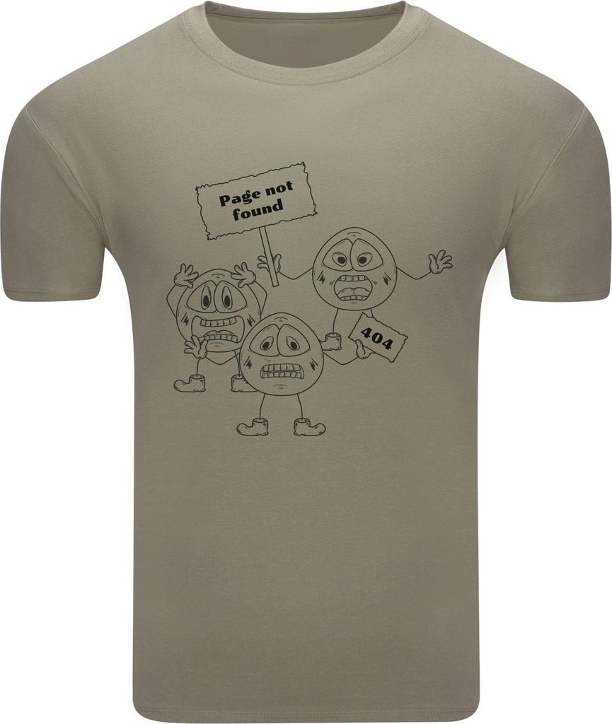 Diarbo Herren T-Shirt mit Lustigem Druck Error 404 Khaki Gr.XL