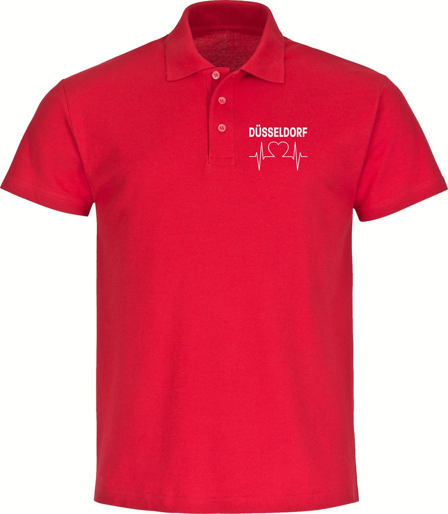multifanshop Poloshirt - Düsseldorf - Herzschlag, rot, Größe S