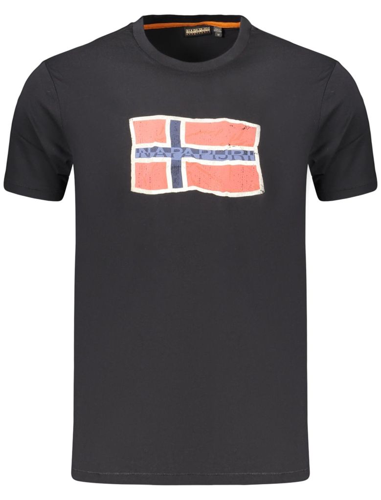 Schwarzes Herren Kurzarm-T-Shirt, Regular Fit, Rundhalsausschnitt, Print