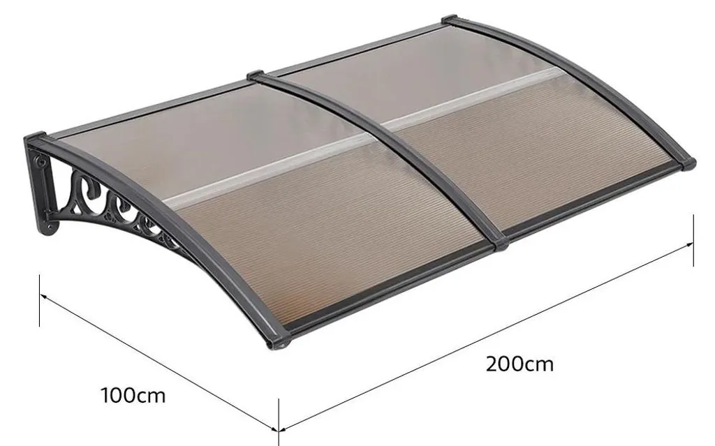 Auvent de porte en polycarbonate protection UV largeur 100 à 200 cm