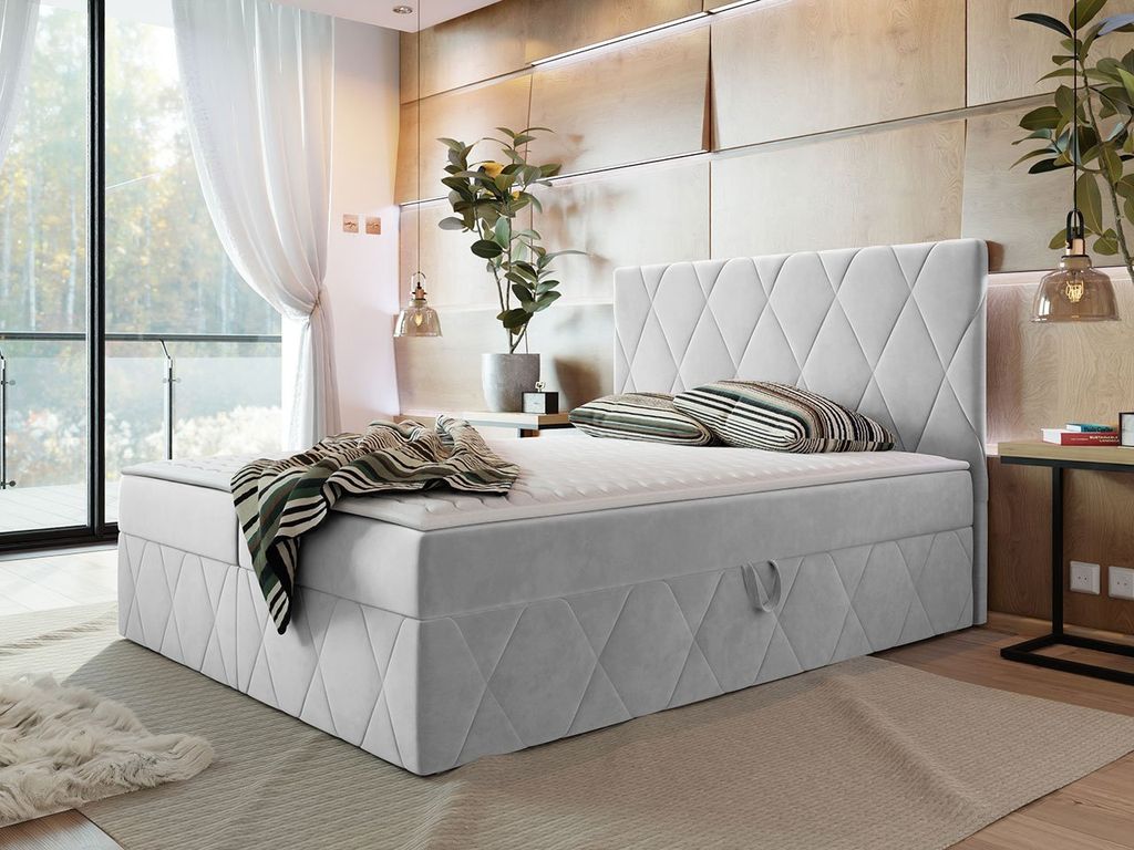 Hotelová manželská postel 180x200 PALMA - světlá šedá + Obrázek produktu 