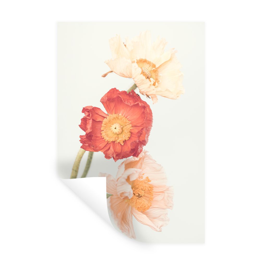 MuchoWow Wandtattoo Wandsticker Wandaufkleber Blumen - Rot - Natur - Pflanzen 80x120 cm Selbstklebend und Repositionierbar - Repositionierbar - W...