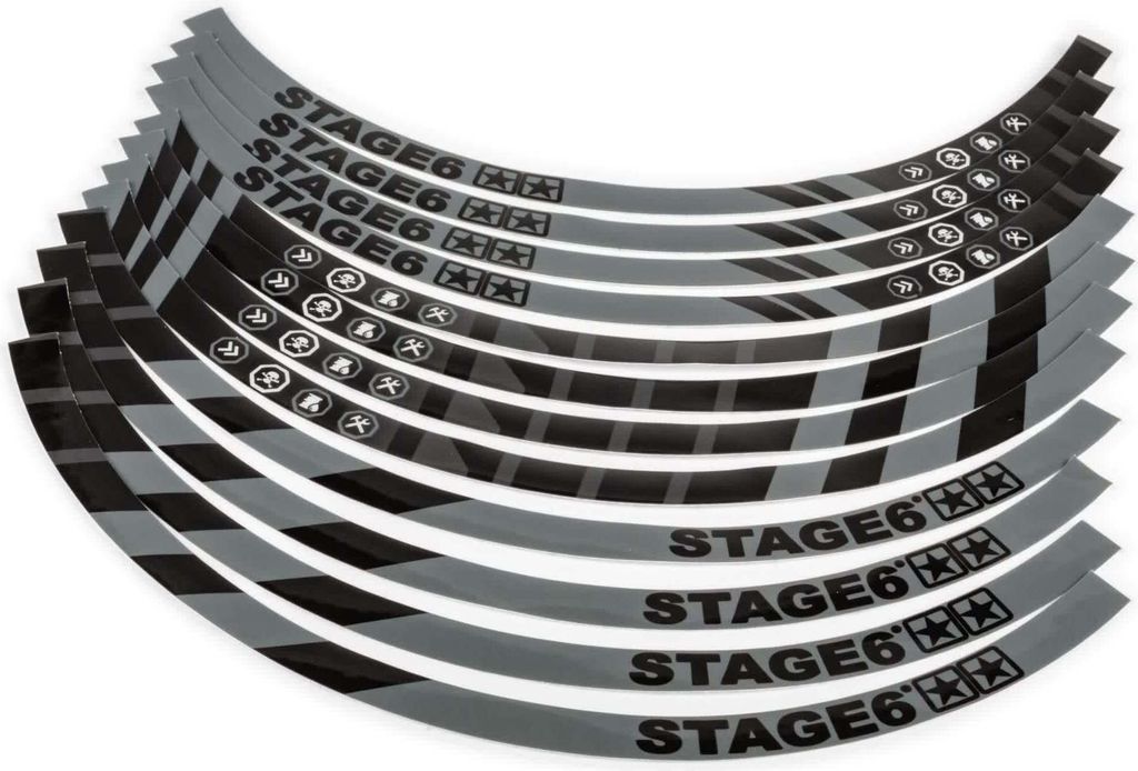 STAGE6 13-Zoll Scooter Felgenaufkleber Set Schwarz