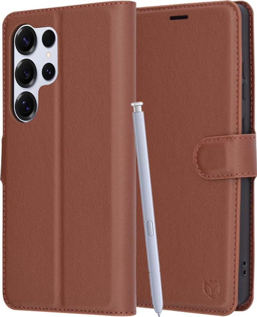 Techsuit Leder Folio Book Wallet Klapphülle für Samsung Galaxy S25 Ultra - Braun