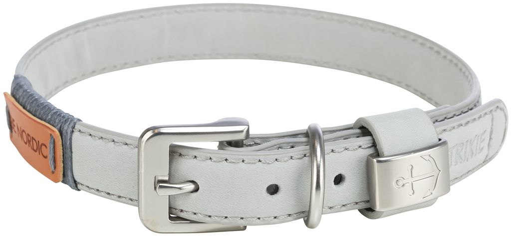 Trixie BE NORDIC Leder-Halsband hellgrau, Größe: S-M