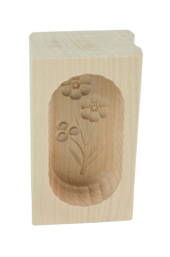 Butterform eckig 125 g mit geschnitzem Motiv Blume Buttermodel Holzmodel Model