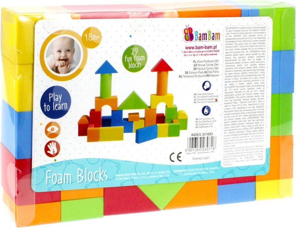 Blocchi di schiuma, blocchi di schiuma colorati 29 pz. 18m+ Immagine del prodotto 