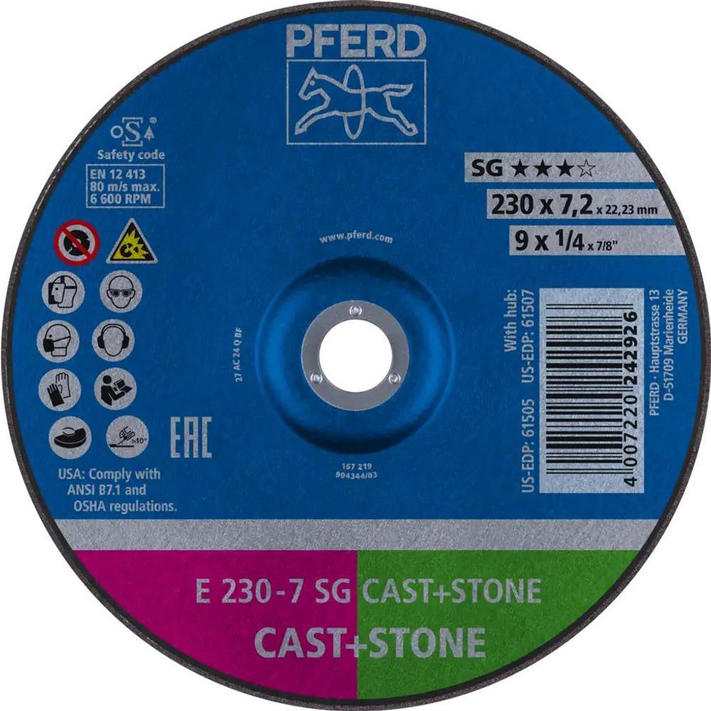 PFERD TOOLS Schruppscheibe E Leistungslinie SG CAST+STONE für Guss/Stein