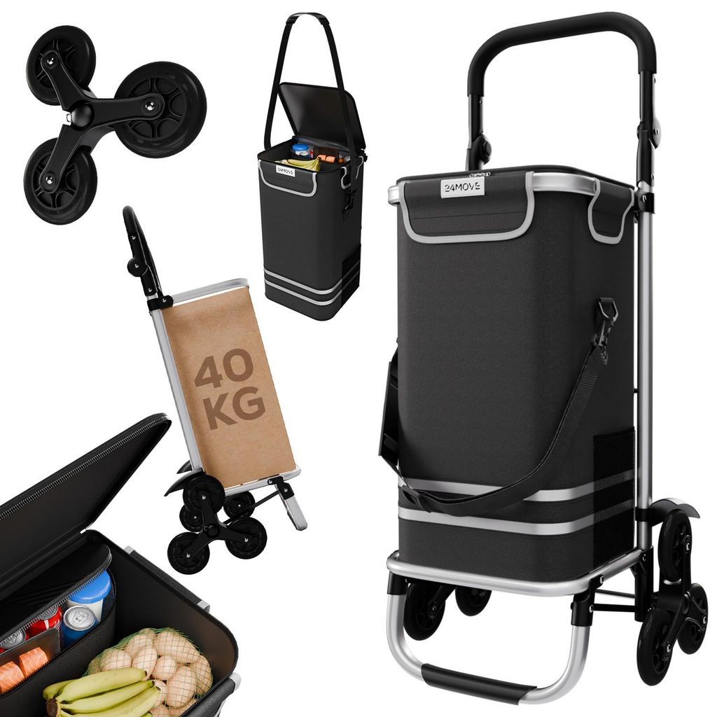 24MOVE® Einkaufstrolley ALEGRE 3in1 Trolley faltbarer Produktbild 