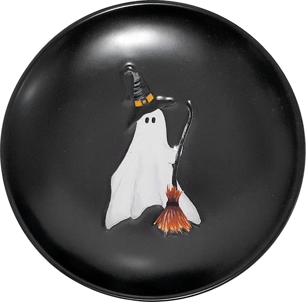 Halloween-Geisterteller, 17,8 cm, wiederverwendbarer Geisterteller aus Kunststoff, rund, Abendessen/Dessert-Geschirr für Süßes oder Saures, Hall...