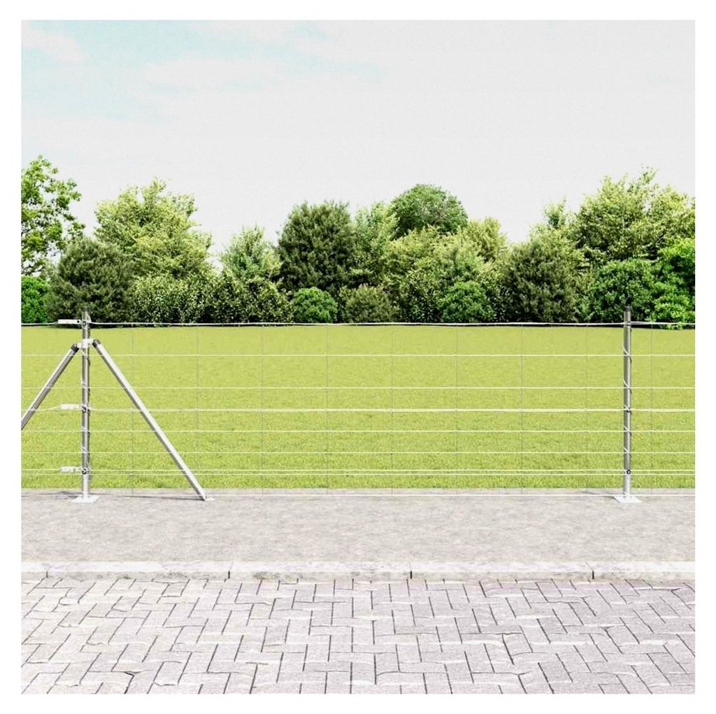 Galvanisierter Zaunpfosten 25 x 0,8 m aus Stahl für Gartenzaun, Hundezaun, Weidezaun und Hühnerzaun, Gartennetz mit Maschenweite 30 cm (8 Drähte)