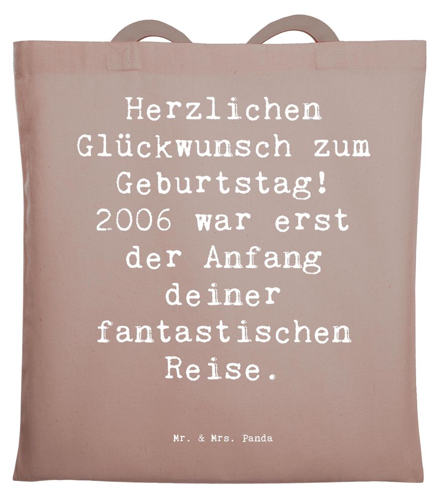 Mr. & Mrs. Panda Schultasche Spruch 2006 Geburtstag - Braun Pastell - Geschenk, Happy Birthday, Tote Bag, Alter, Glückwunsch, Geburtstagswünsche,...