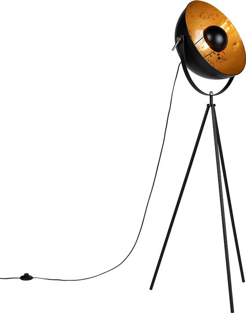 QAZQA - Design Smartes Stehlampen-Stativ schwarz inkl. Wifi A60 - Magna 40 Eglip I Wohnzimmer I Schlafzimmer - Stahl Kugel I Kugelförmig I Rund - ...