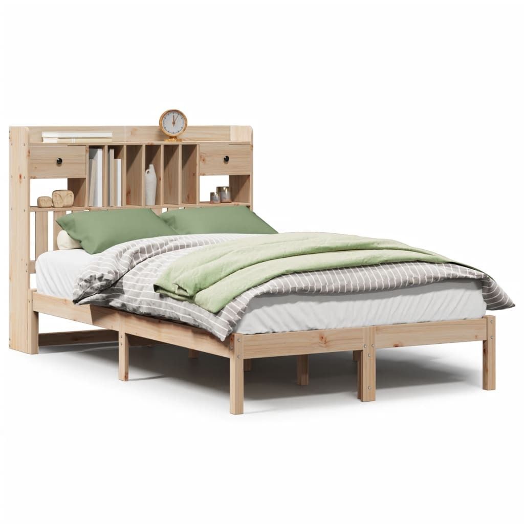 vidaXL Massivholzbett mit Regal ohne Matratze 135x190 cm Kiefernholz