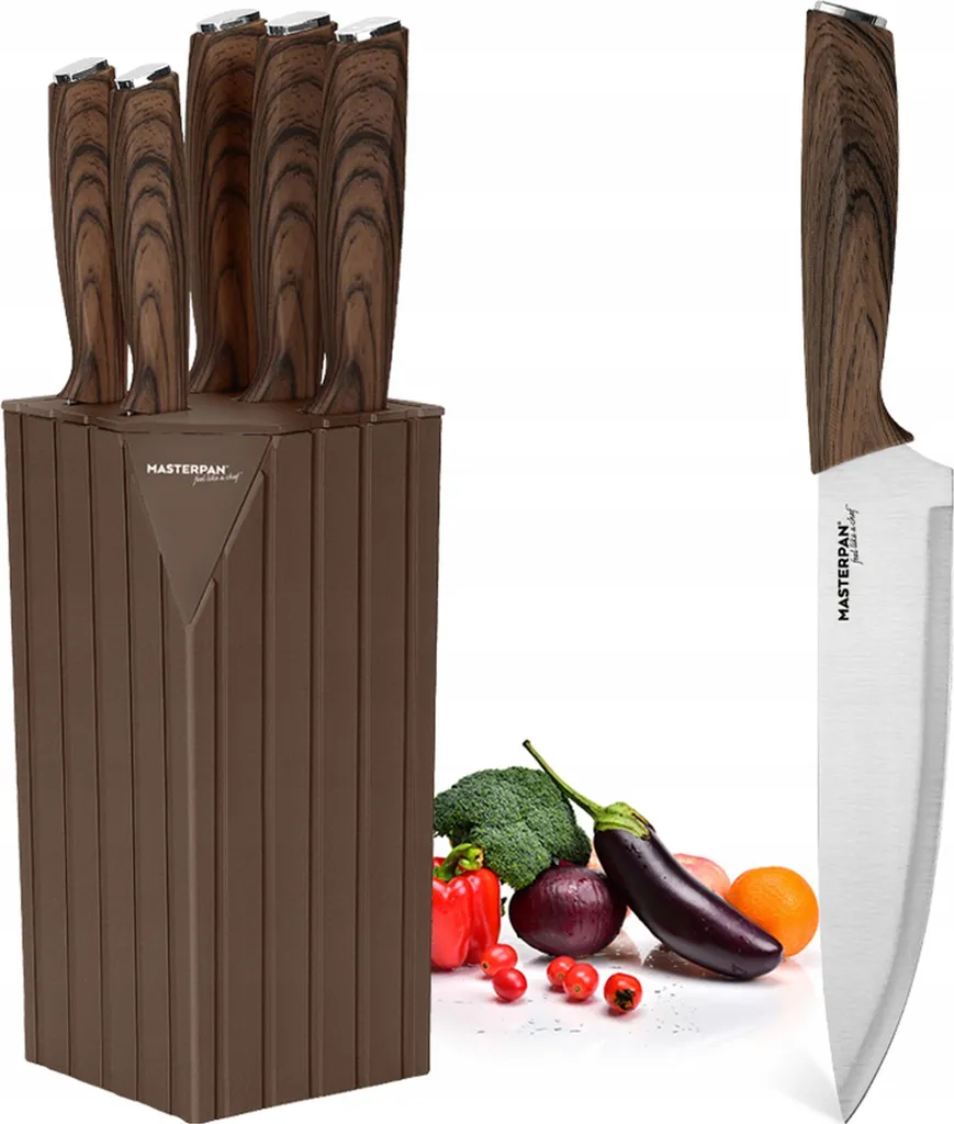 Set di Coltelli da Cucina 6 Pezzi con Ceppo Premium - Acciaio Inox