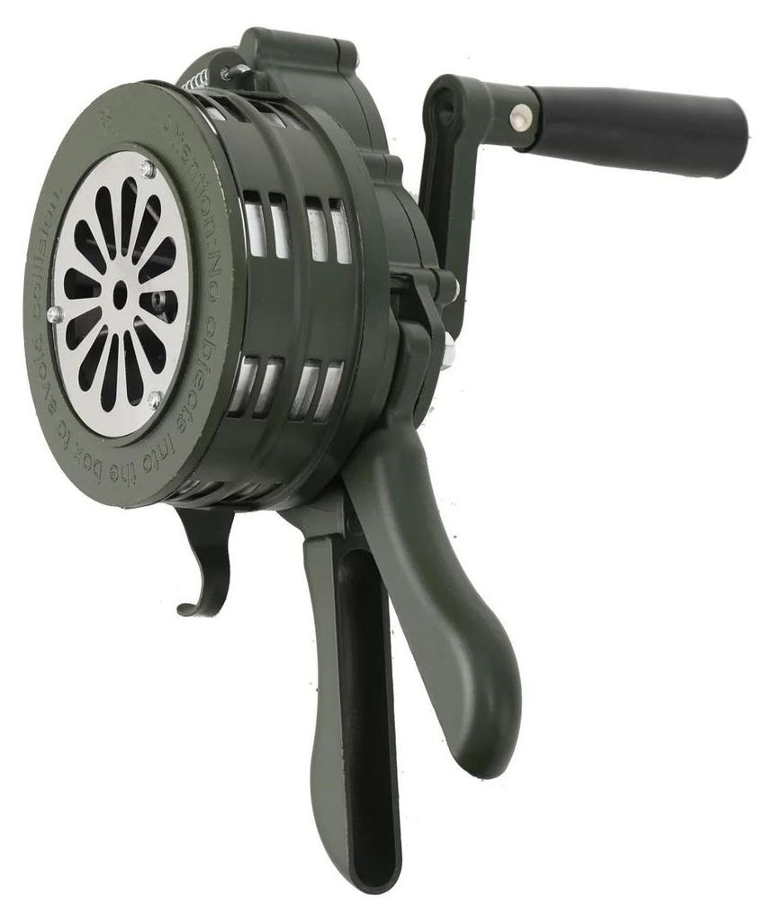 Handkurbel-Sirene - Manuelle Alarmsirene - 110 dB - Tragbar - Sicherheitsalarm - Aluminium-Kupfer-Legierung - Grün