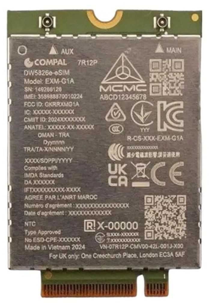 Dell Wireless DW5826E - Drahtloses Mobilfunkmodem - 4G LTE Advanced - M.2 Card