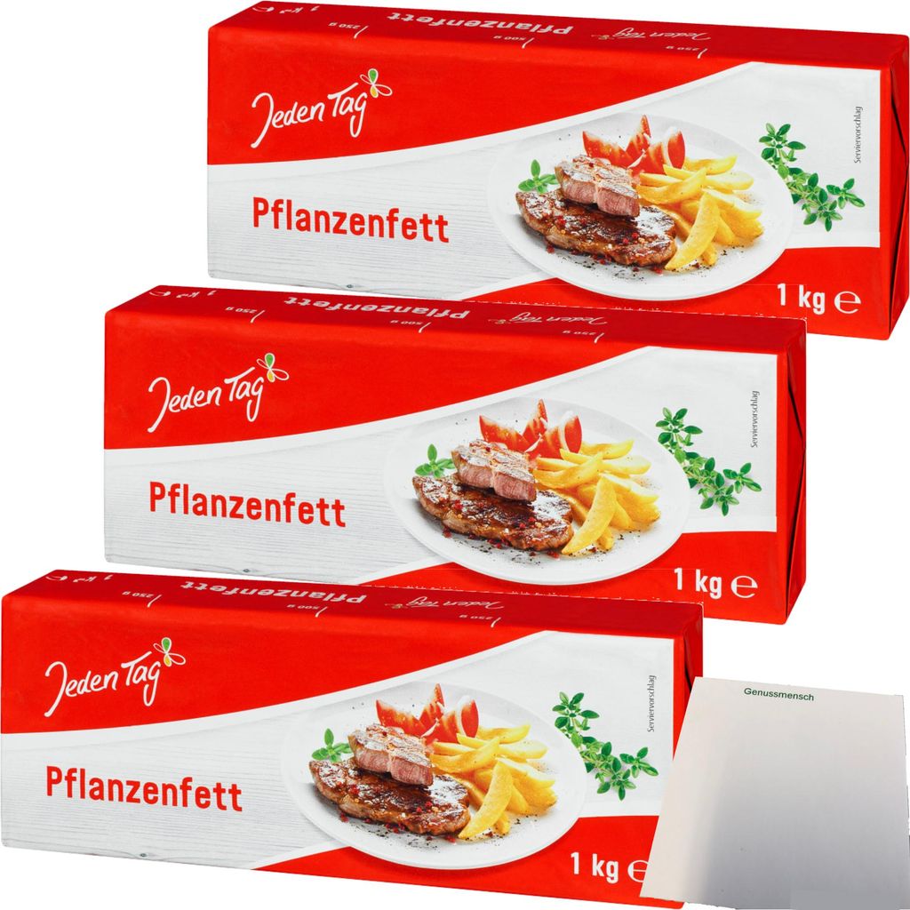 Jeden Tag Pflanzenfett 3er Pack (3x1kg Packung) + usy Block Produktbild 