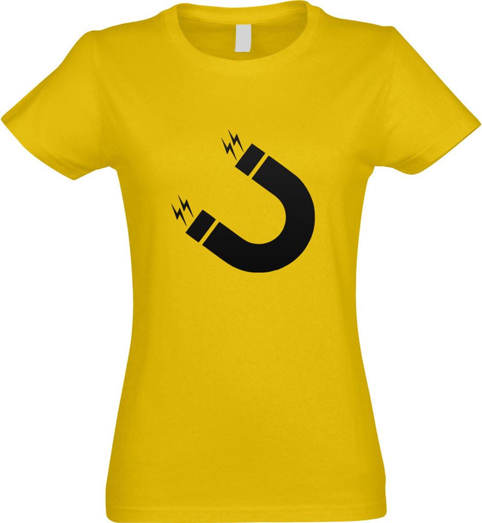 Kiwistar - T-Shirt tailliert - Damen - gelb - Magnet - Elektro - Energie - mit Motiv Bedruckt - Funshirt Design - Sport - Freizeit - Damen - XXL