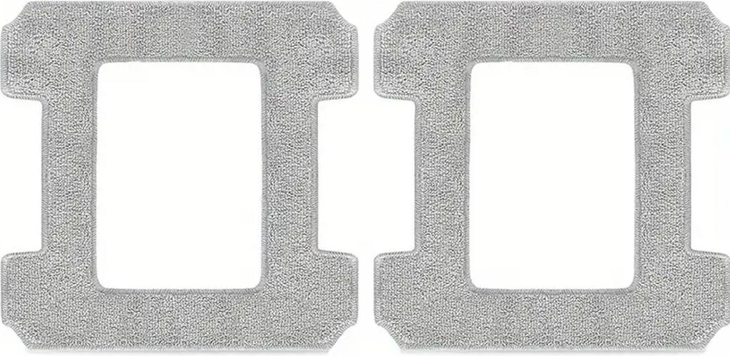 Two gray cleaning pads with a square cutout in the center, placed side-by-side on a white background.