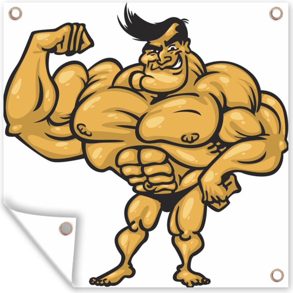 MuchoWow 50x50 cm Outdoor-Poster Gartendeko Sichtschutz Garten Poster für den Garten Eine Illustration eines Bodybuilders