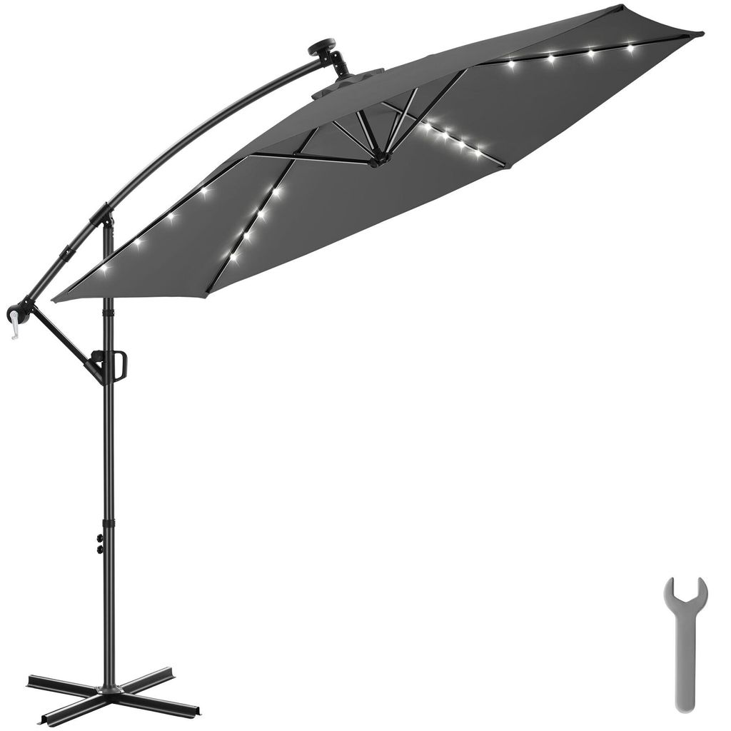 tectake Ampelschirm Artemis 3 x 3 m, 360° drehbar mit Doppeldach