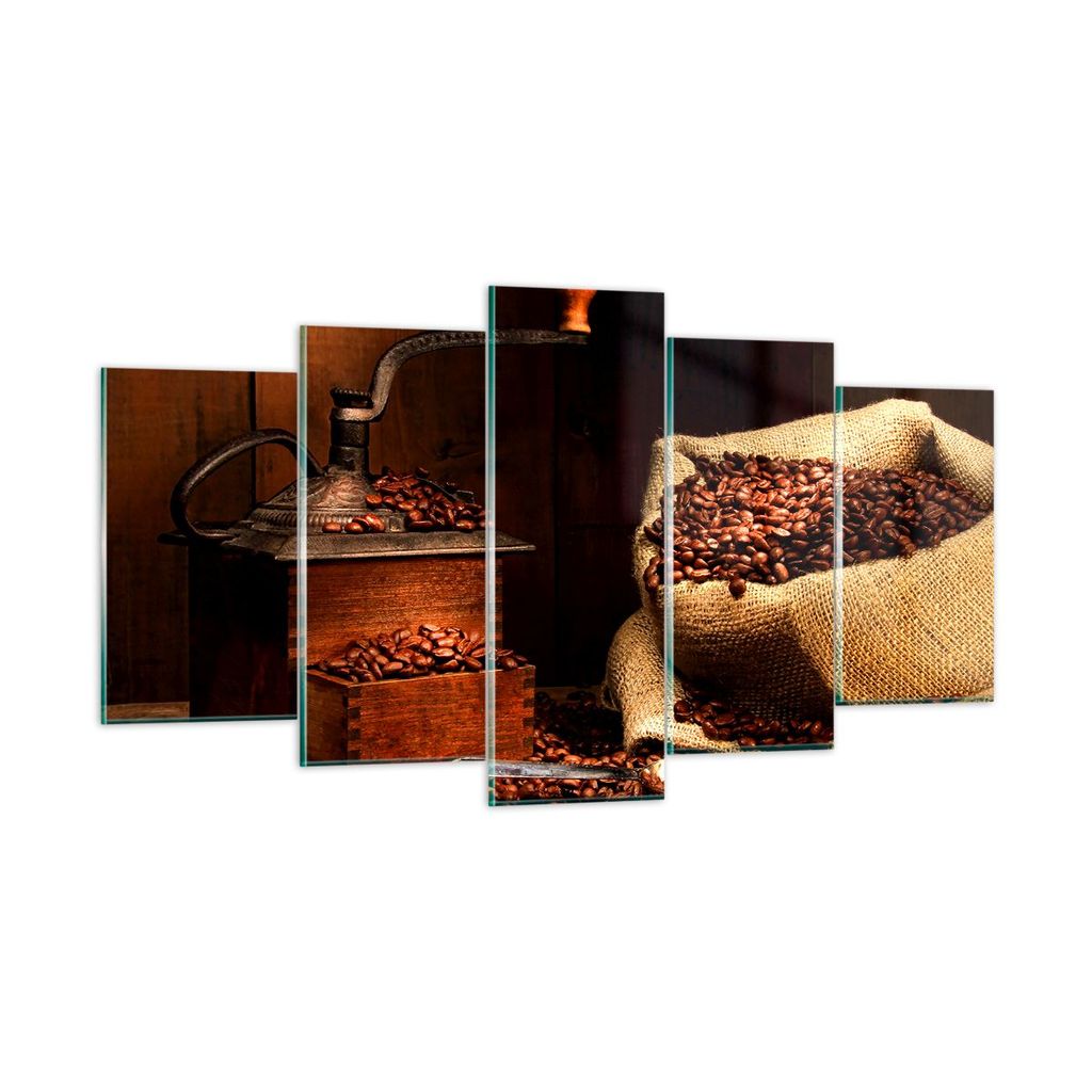 Bilder auf glas - Frühstück Schokolade Kaffee Bohnen - 160x85cm - Glasbilder - Wandbilder - Kunstdruck - Wanddekoration aus Glas - Glas Bilder - ...