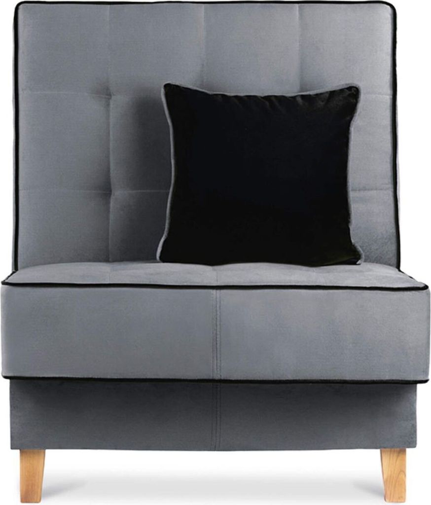 KONSIMO Kindersessel ausziehbare Liegefläche und einem kleinen Bettkasten "DOZER", Grau, Velours-Stoff, Kinderzimmer, 80x94cm