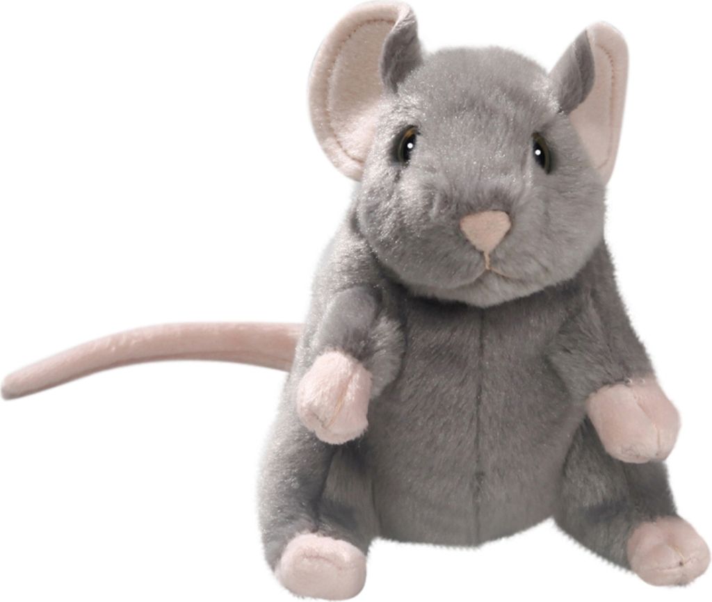 A plush toy mouse is shown against a white background.