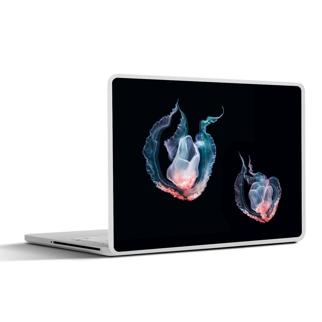 MuchoWow Laptop Aufkleber Sticker Cover Quallen - Meerestiere - Schwarz 32.5x23.5 cm - Sticker für Laptop - Selbstklebend