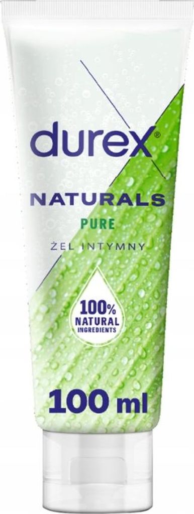 A tube of Durex Naturals Pure Intimate Gel on a white background.