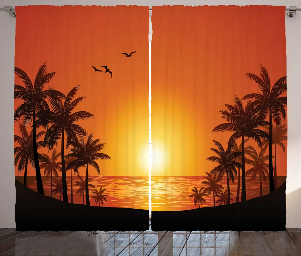 Tende Moderne Abakuhaus 280x225 con Passanti - Motivo Palme Tropici