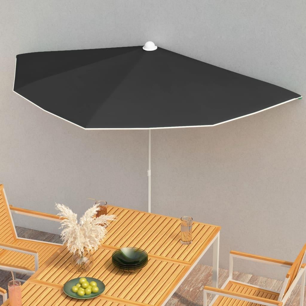 VidaXL Parasol avec mât 180x90 cm noir Image du produit 